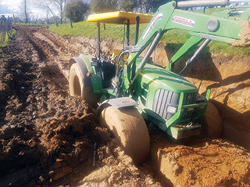 Tractor in the mud